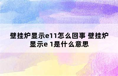 壁挂炉显示e11怎么回事 壁挂炉显示e 1是什么意思